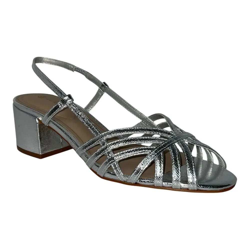 Giani Bernini Women's Myrahh Cagey Slingback Block Heel Sandals Silver Size 7